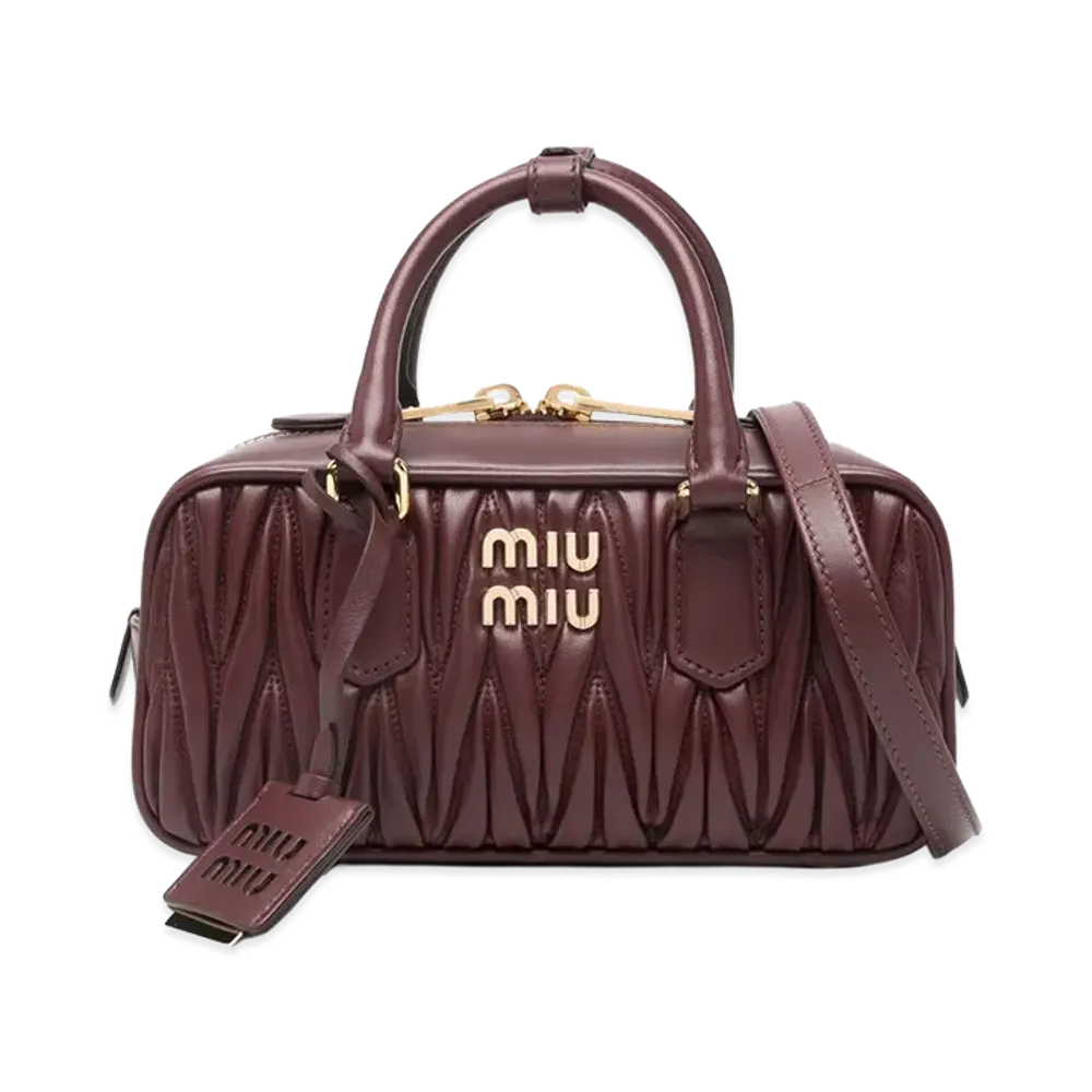 MIU MIU Women's Arcadie Regular Matelasse Nappa Leather Bag "Burgundy"