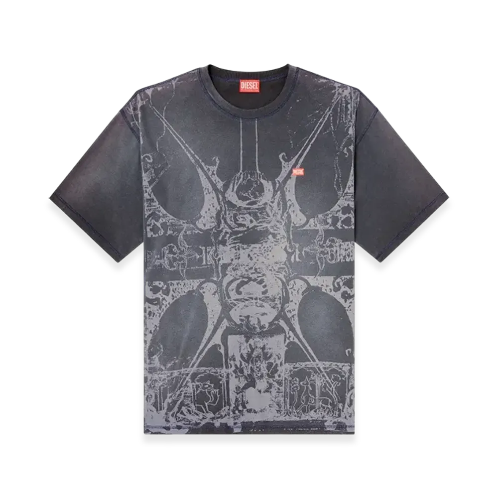 Diesel T-Boxt-T13 T-Shirt With Tonal Medieval Print "Black"