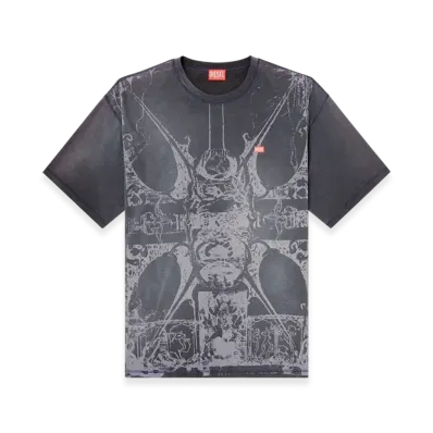 Diesel T-Boxt-T13 T-Shirt With Tonal Medieval Print "Black"
