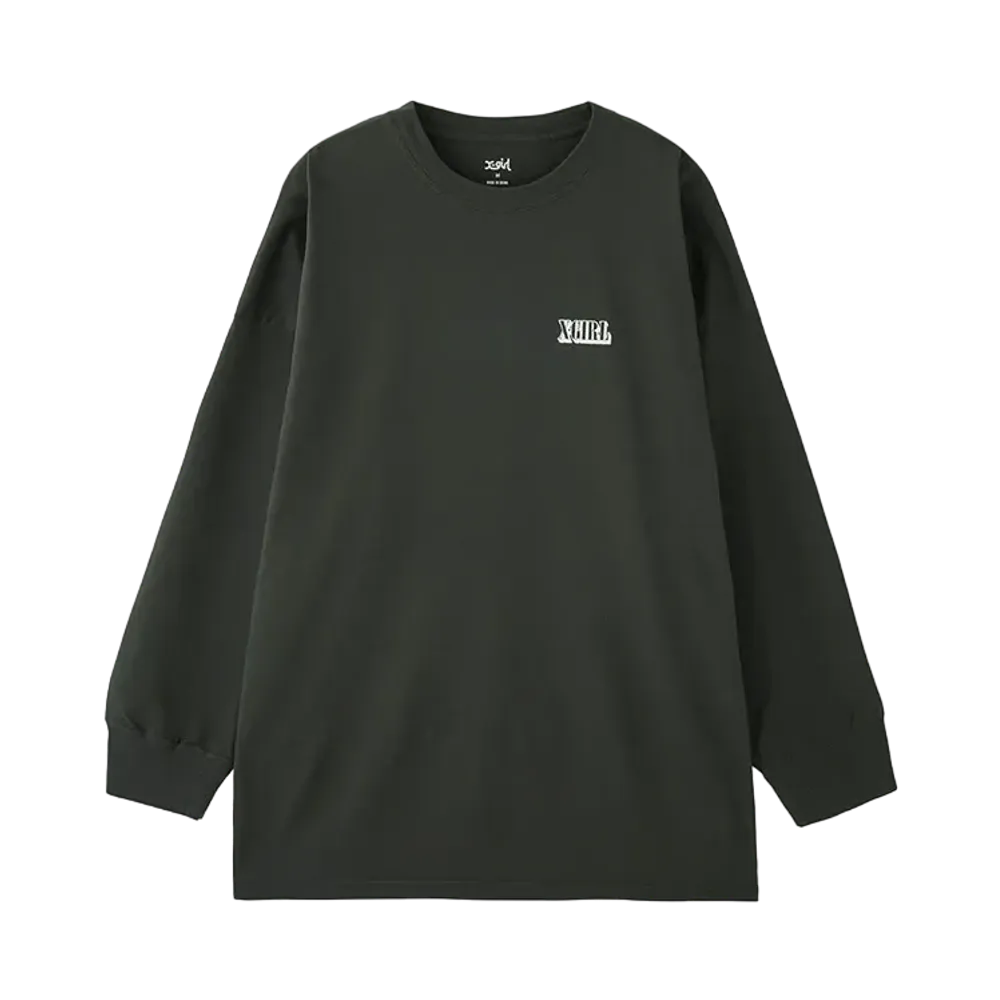 X-Girl Circle Background Face Logo L/S Big Tee Dress "Charcoal"