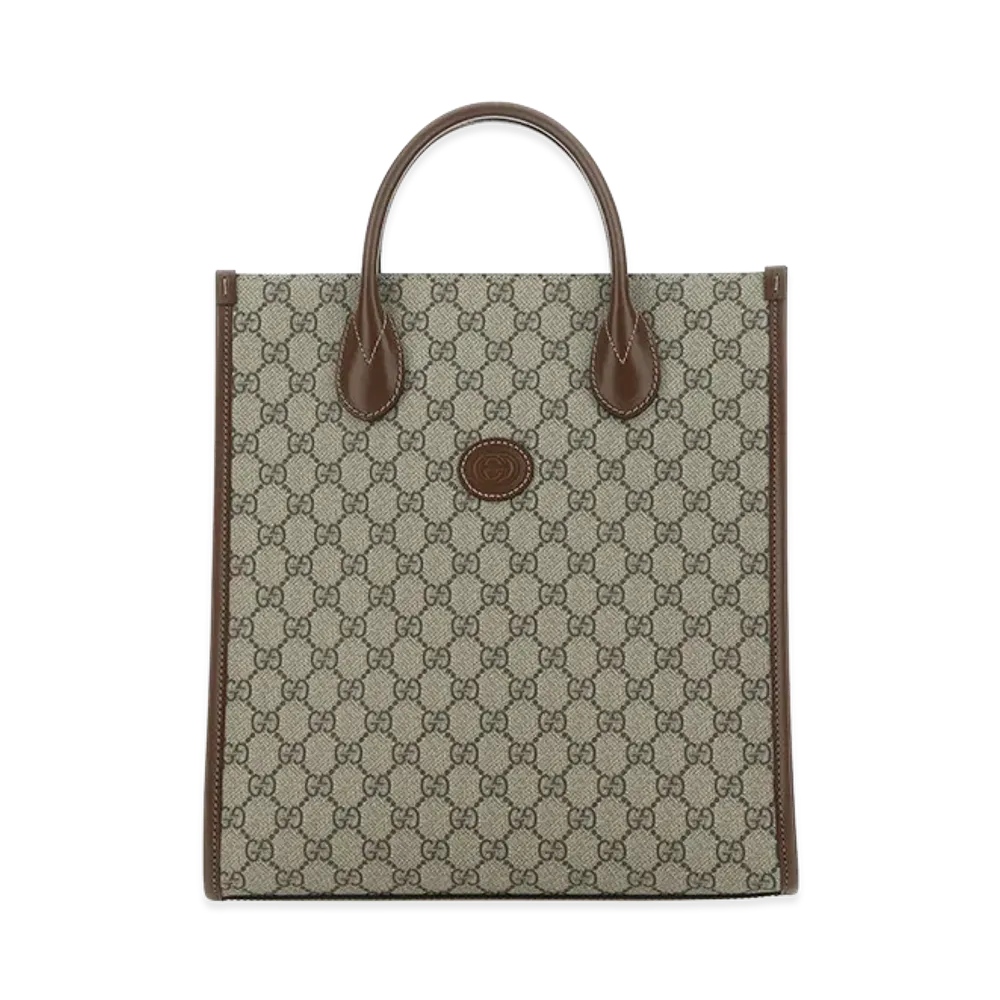 GUCCI GG Supreme Fabric And Leather Handbag "Printed"