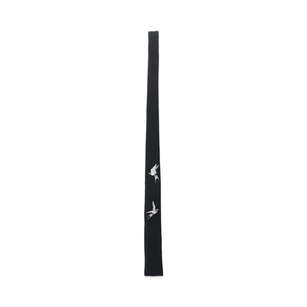 Yohji Yamamoto Pour Homme W/GABARDINE SWALLOW EMBROIDERY TIE A "Black"