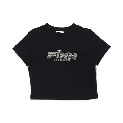 atmos pink Logo Rhinestone T "Black"