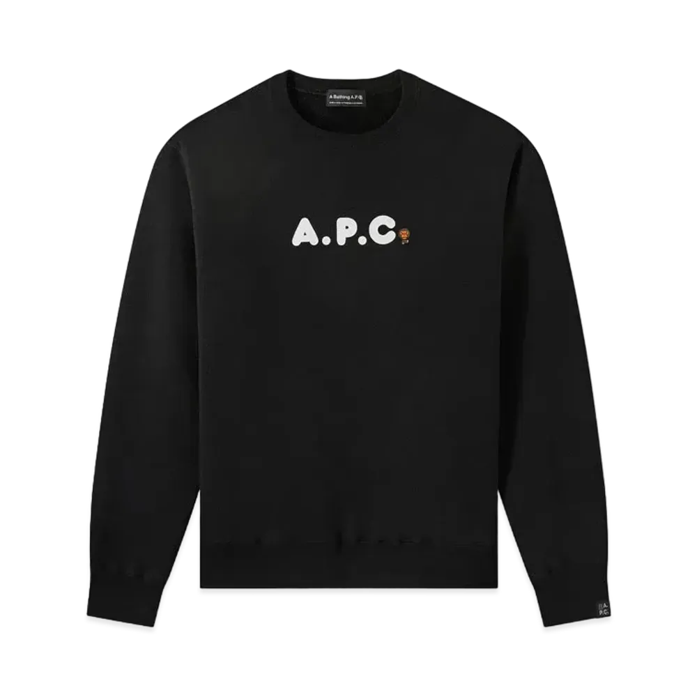 A BATHING APE x APC MILO ON APC WIDE CREWNECK "Black"