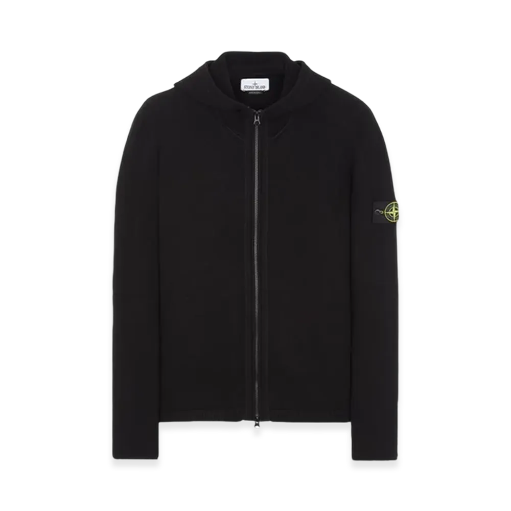 Stone Island 509A3 Lambswool Hooded Cardigan Knit - 23FW "Black"
