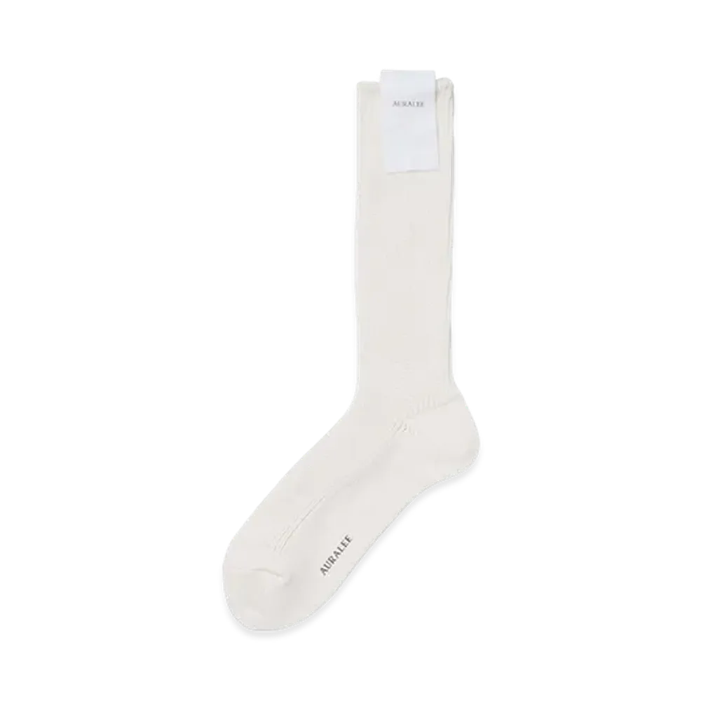 AURALEE Women's Cotton Low Gauge Socks "White"