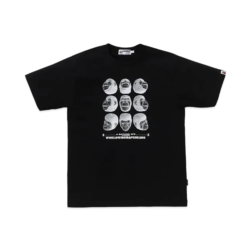 A BATHING APE Polygon Ape Head Tee "Black"