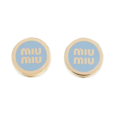 MIU MIU Women's Enameled Metal Earrings "Light Blue"