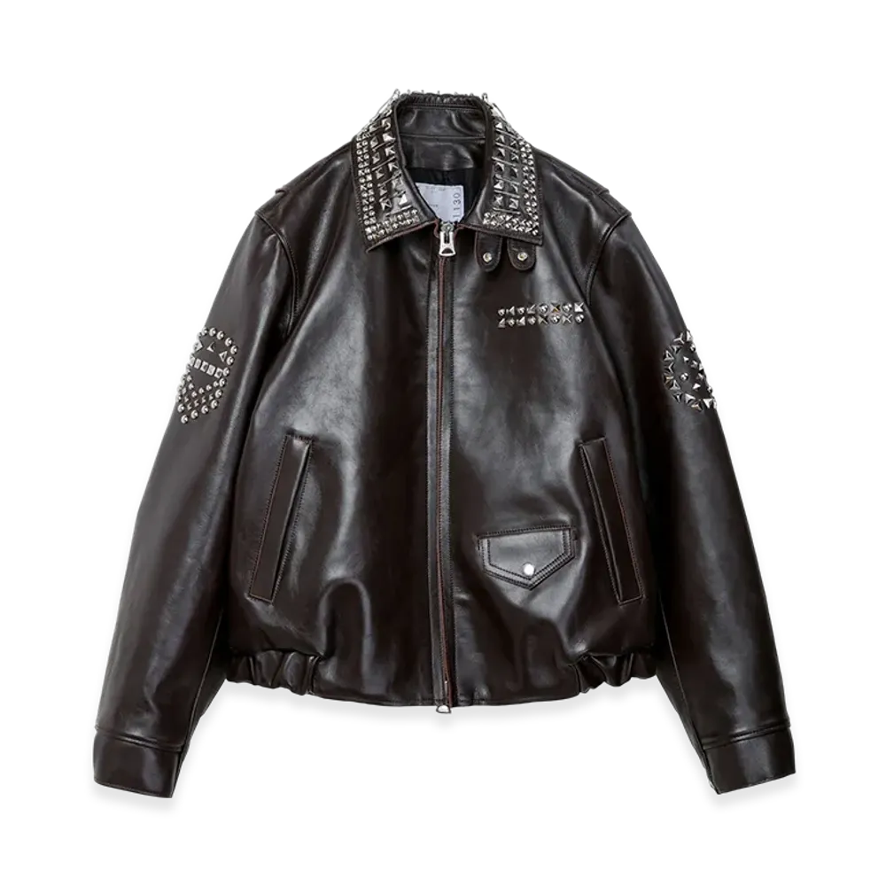 sacai Studded Leather Jacket "Brown"