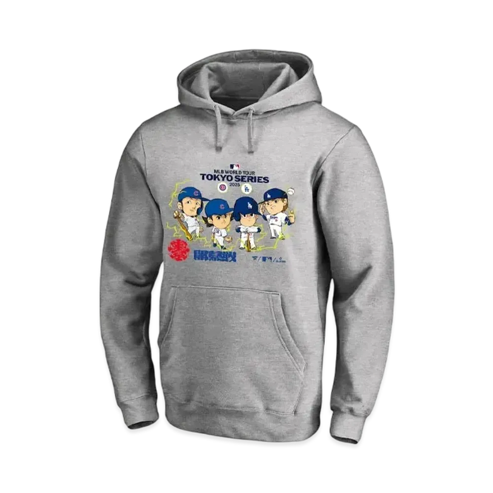 MLB Fanatics Shohei Otani Yoshinobu Yamamoto Shota Imanaga Seiya Suzuki MLB Tokyo Series Opening Game Illustration Hoodie Kids "Grey"