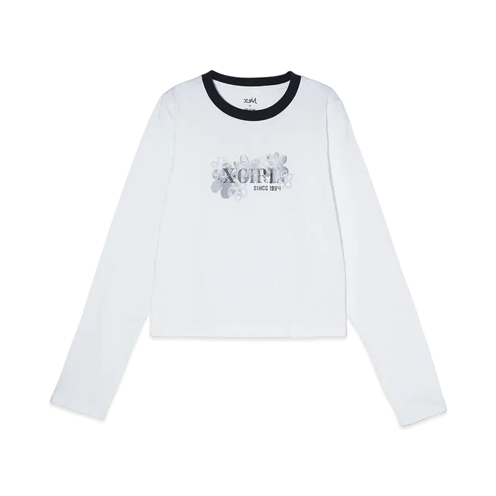 X-Girl Pixel Flower Logo Baby L/S Tee "White"