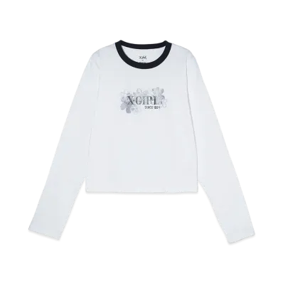 X-Girl Pixel Flower Logo Baby L/S Tee "White"