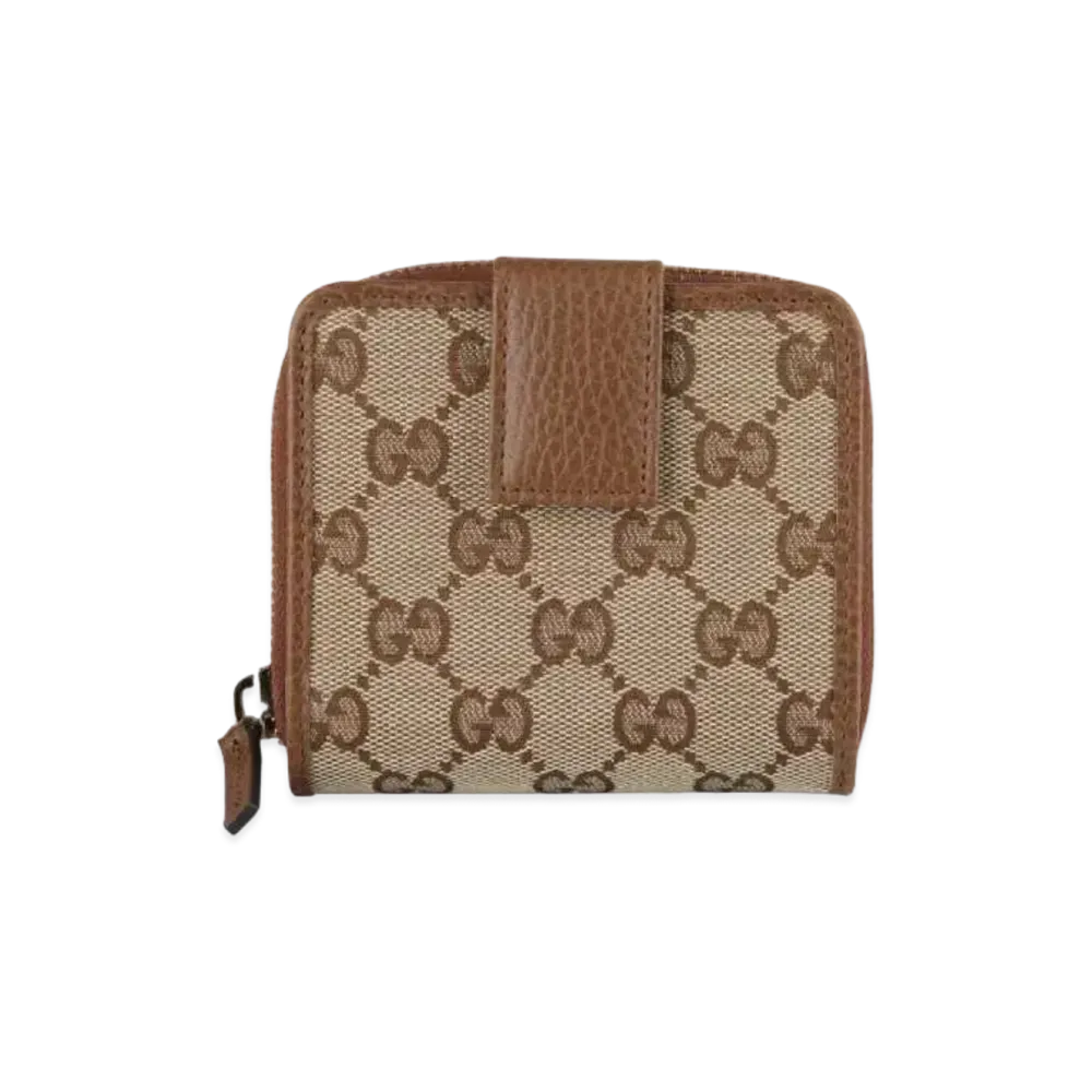 GUCCI GG Canvas Compact Zip Wallet "Beige/Brown"