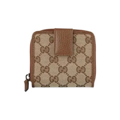 GUCCI GG Canvas Compact Zip Wallet "Beige/Brown"