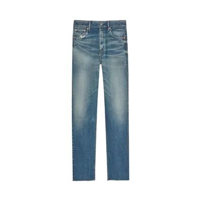 Saint Laurent Women's Straight Jeans "Authentic Vintage Blue"