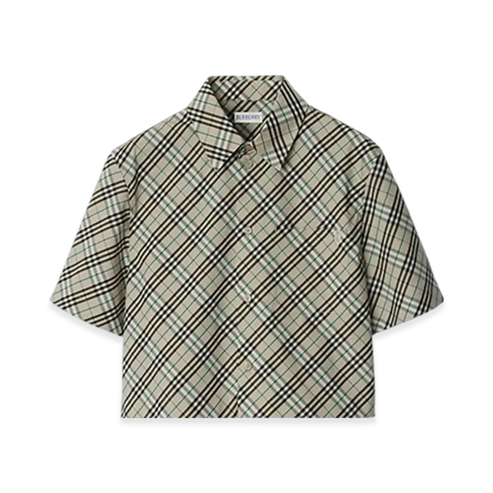 Burberry Cropped Check Cotton Shirt "Husk"