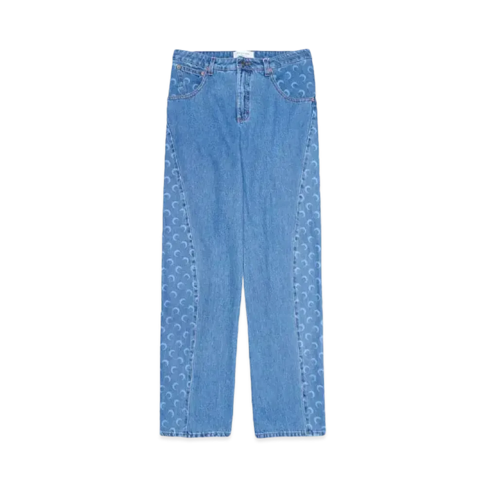 Marine serre MOON LASER DENIM CURVED JEANS (24AW) "LIGHT BLUE"