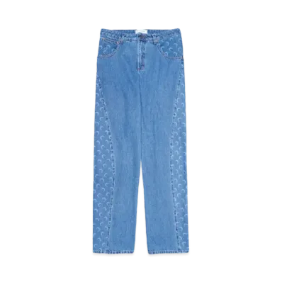 Marine serre MOON LASER DENIM CURVED JEANS (24AW) "LIGHT BLUE"