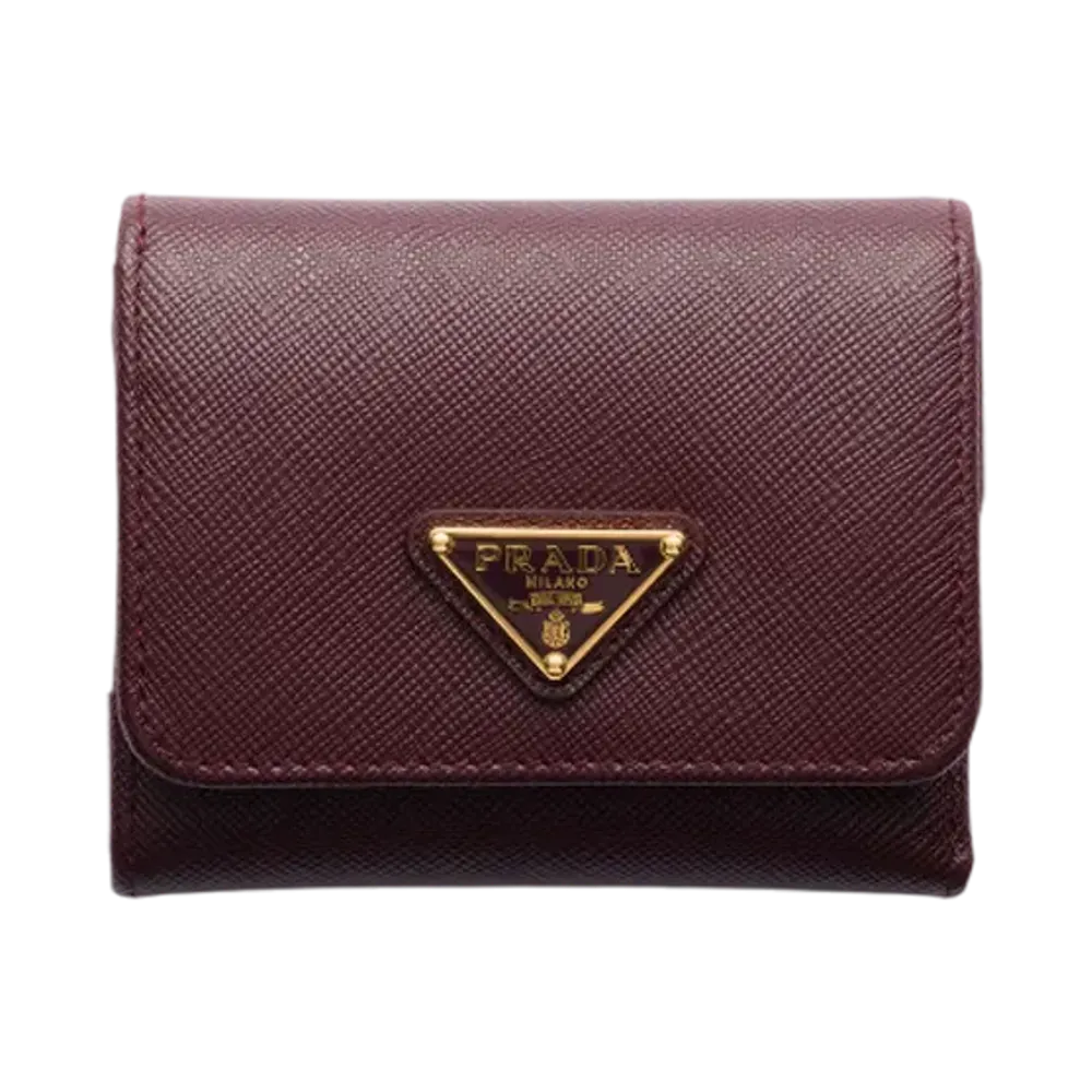 PRADA Saffiano Triangle Wallet "Bordeaux"