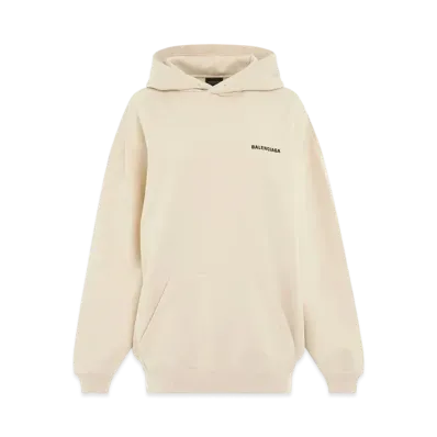 BALENCIAGA Women's Back Logo Oversized Hoodie "Cream"