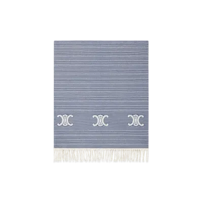 CELINE Triomphe Fouta in Striped Cotton "Off White/Navy"