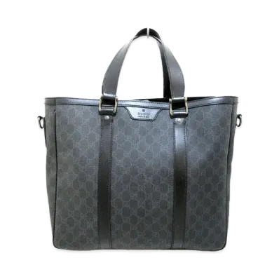 GUCCI 2way Tote Bag GG Supreme "Gray/Black"