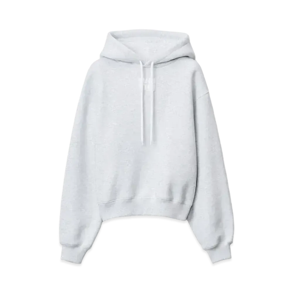 Alexander Wang Structured Terry Puff Logo Hoodie "Light Heather Gray"