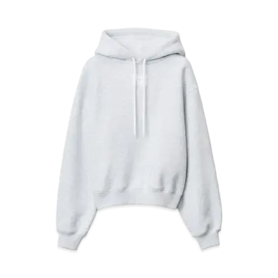 Alexander Wang Structured Terry Puff Logo Hoodie "Light Heather Gray"