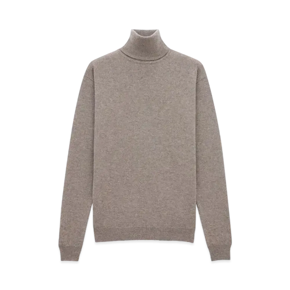 Saint Laurent Women's Turtleneck Sweater in Cashmere "Taupe"