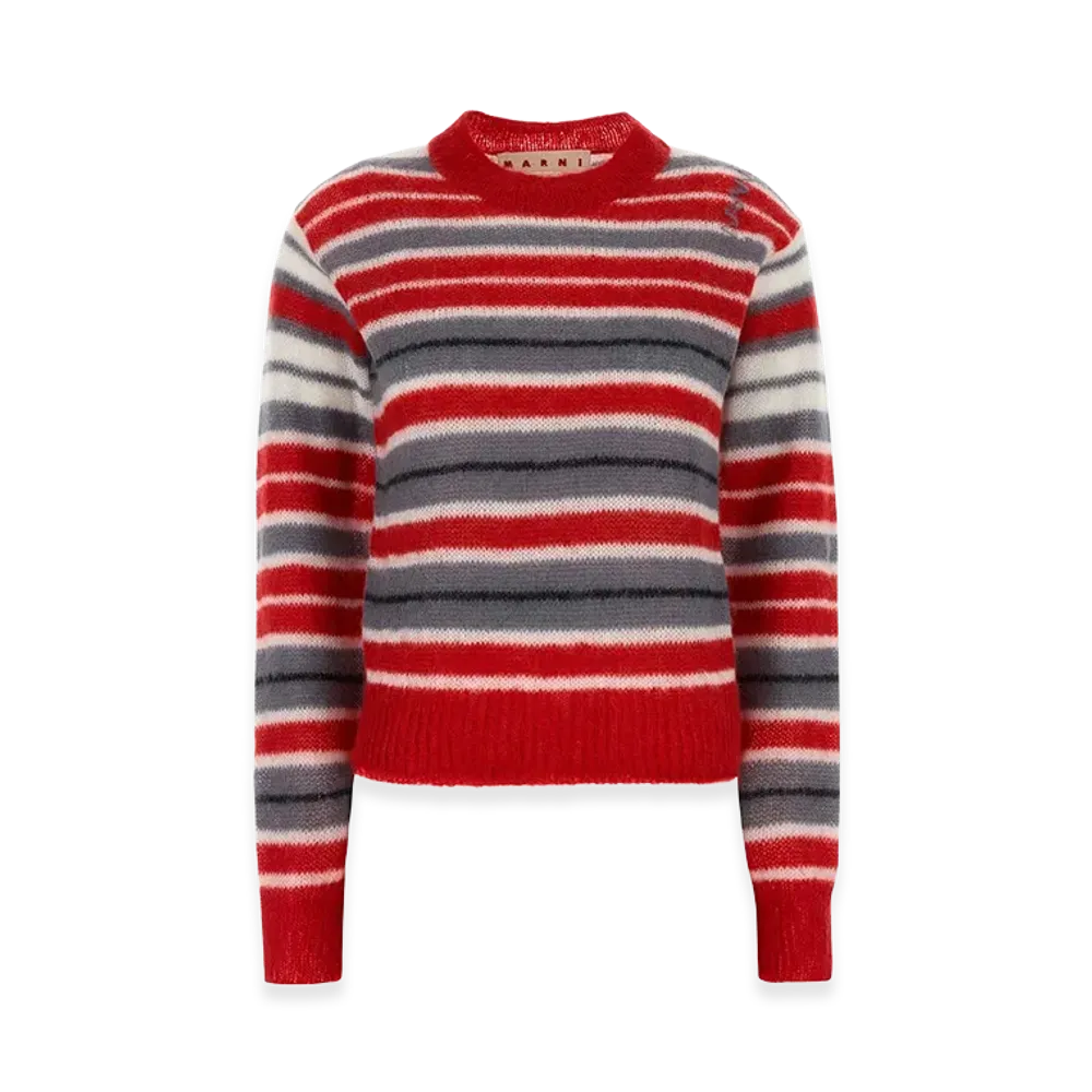 MARNI Women's Embroidered Mohair Blend Sweater "Stripped"