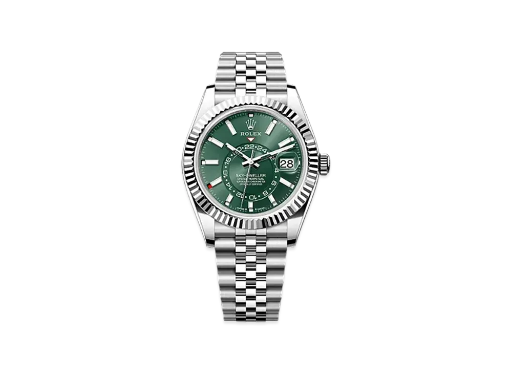 ROLEX Sky-Dweller 42mm Oystersteel & White Gold 336934 "Mint Green"