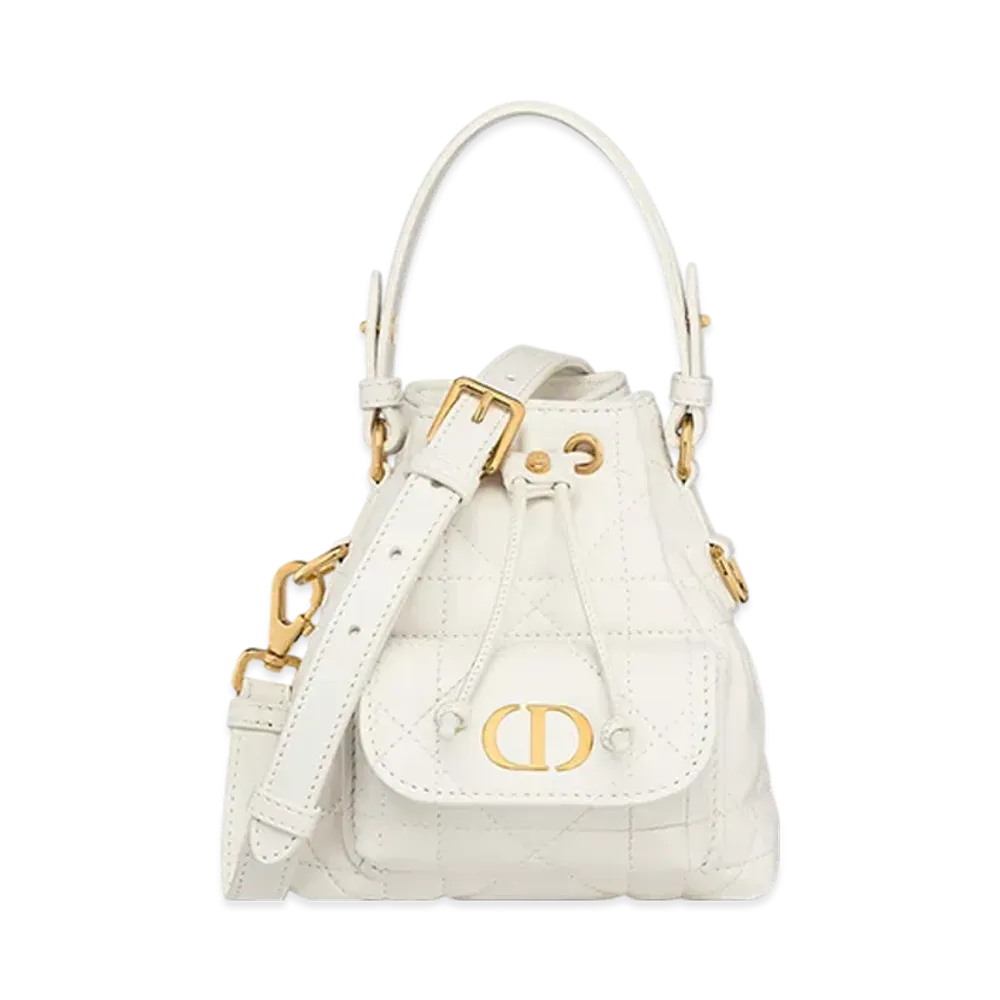 Dior Caro Nano Bucket Bag Macrocannage Lambskin "Latte"