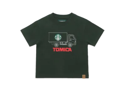 STARBUCKS STAND by BEAMS TOMICA Truck Print Kids T-Shirt A "Green"