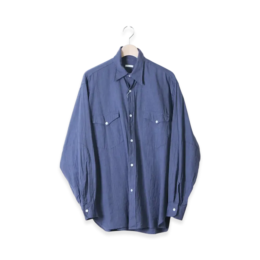 COMOLI Heather Yarn Work Shirt "Blue"