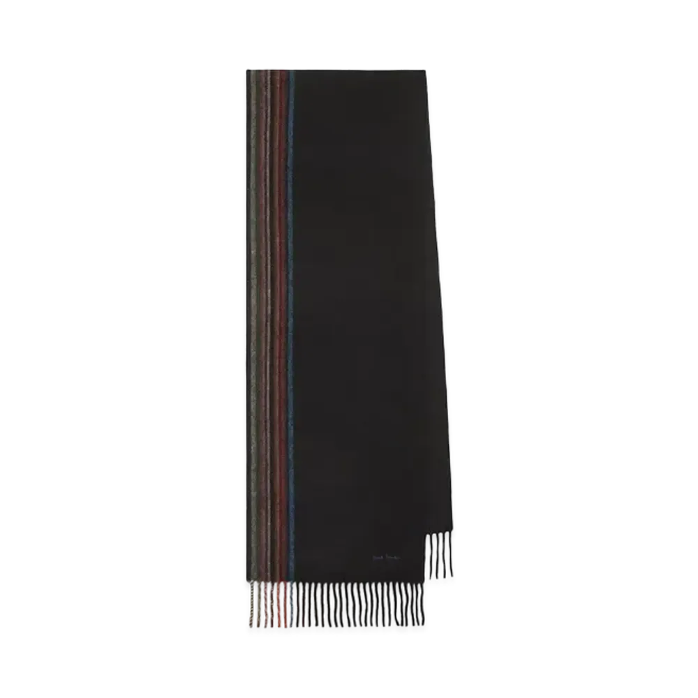 Paul Smith Signature Stripe Line Cashmere Scarf "Black"