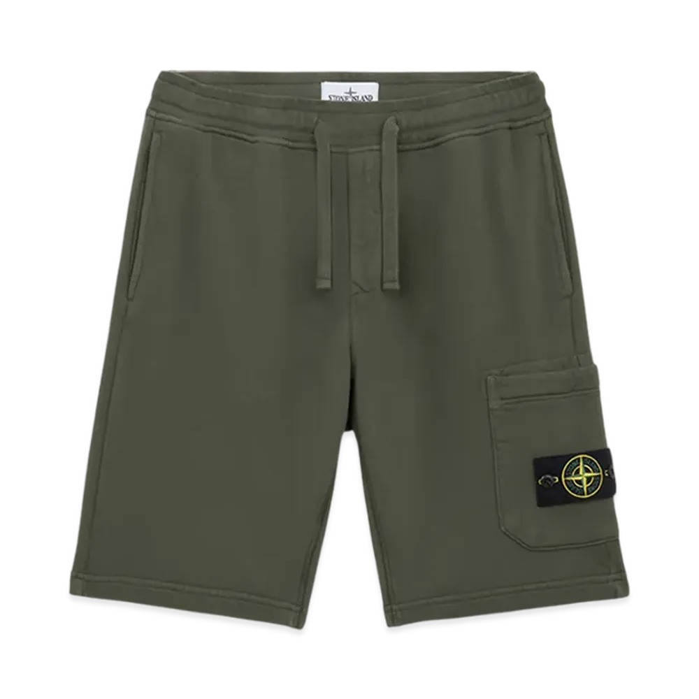 Stone Island 64651 Cotton Fleece Cargo Bermuda Shorts with Pockets - 24FW "Musk Green"