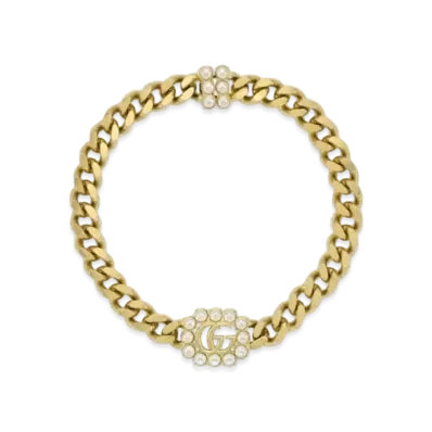 GUCCI Pearl Double G Necklace "Gold"