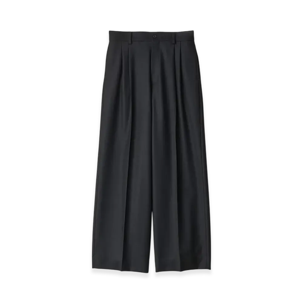 ssstein Wool Flannel Long Wide Trousers "Black"