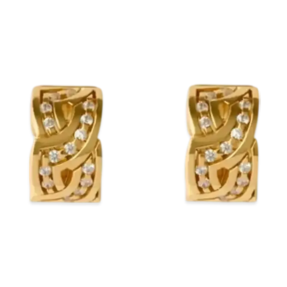Burberry Shield Infinity Hoop Earrings "Gold/Clear"