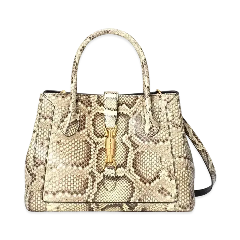 GUCCI Jackie 1961 Python Medium Tote Bag "Natural Color Python"