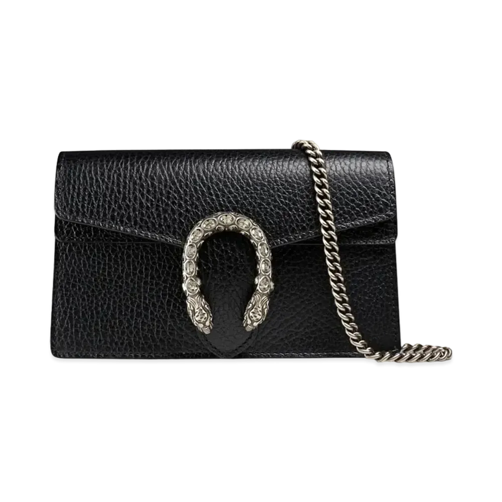 GUCCI Dionysus Super Mini Leather Bag "Black"