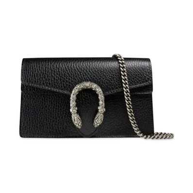 GUCCI Dionysus Super Mini Leather Bag "Black"