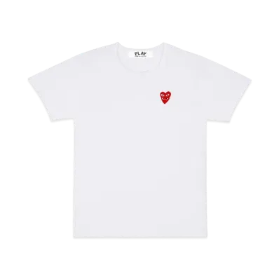 PLAY COMME des GARCONS Double Red Heart S/S T-Shirt Mens "White"
