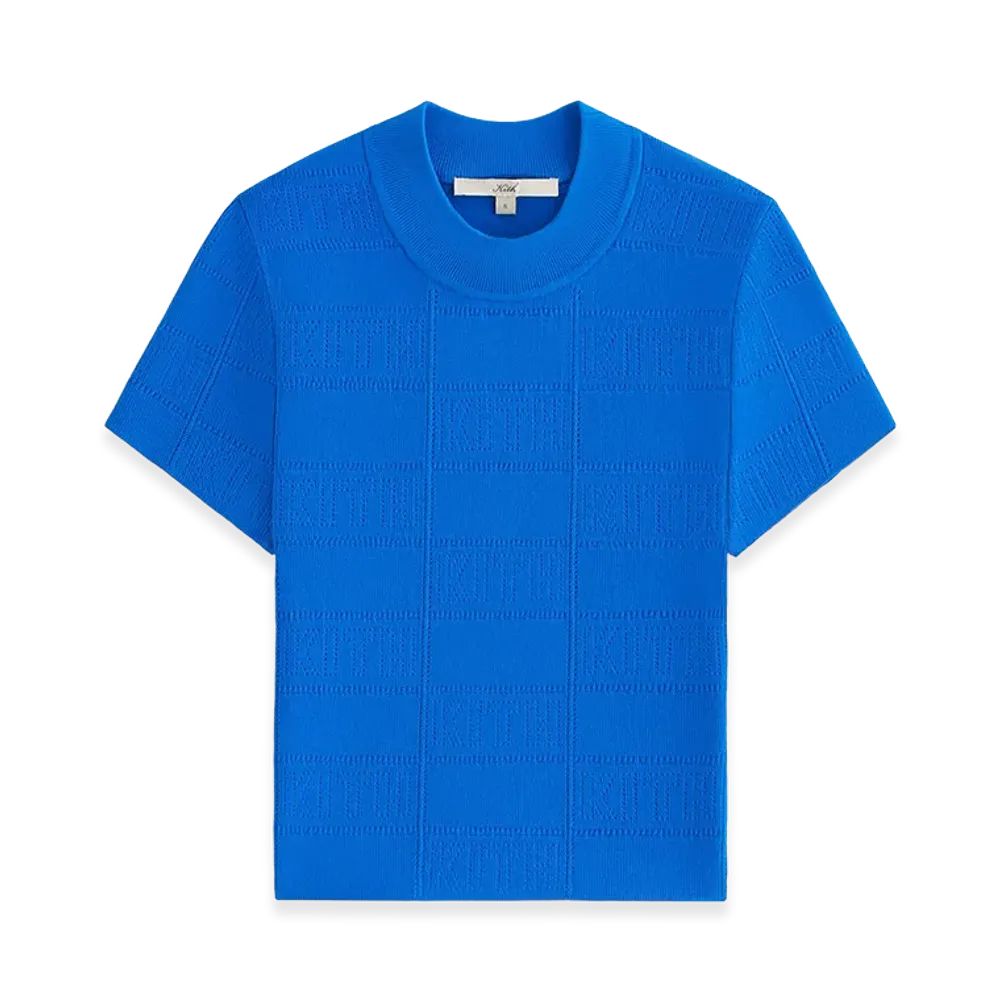 Kith Women's Arys Monogram Pointelle Tee "Lake"