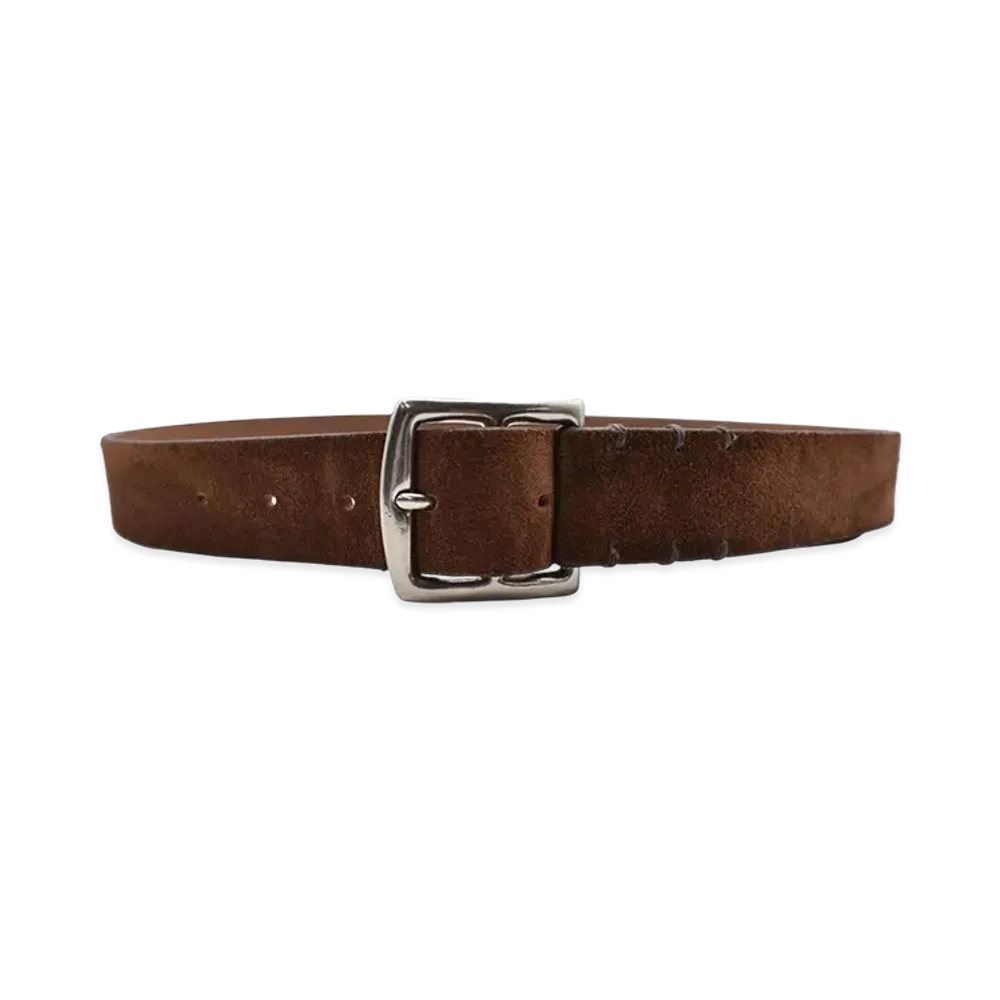MINEDENIM Suede Leather Belt "Dark Brown"