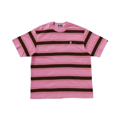 A BATHING APE One Point Strip Relaxed Fit Tee "Pink"