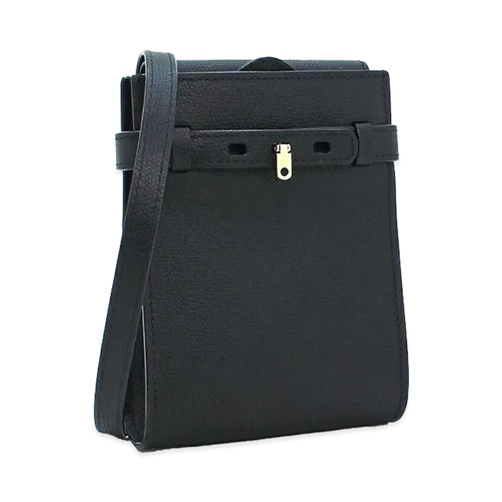 Valextra Slim B Tracollina Shoulder Bag "Nero"