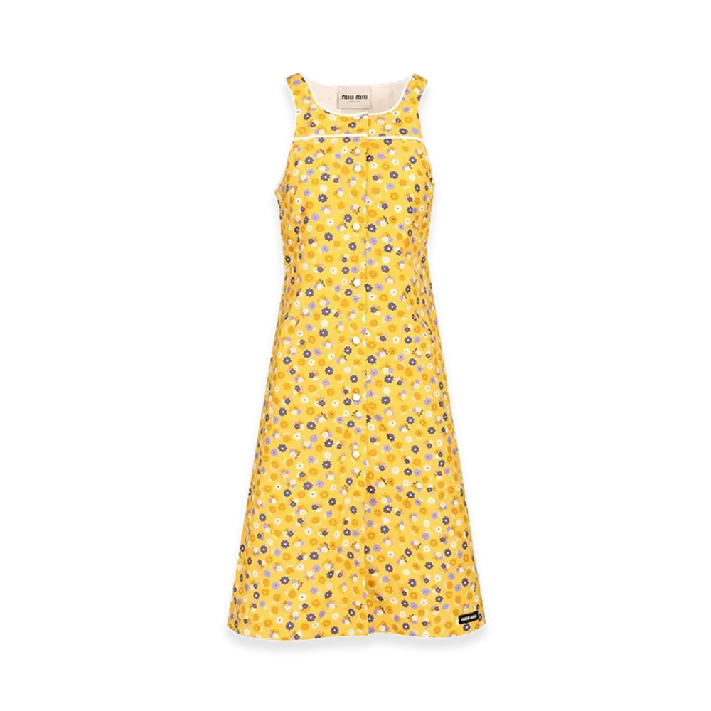 MIU MIU Women's Printed Poplin Dress "Yellow"