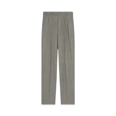 CELINE Men's Keith Pants in Striped Flannel "Beton/Anthracite"
