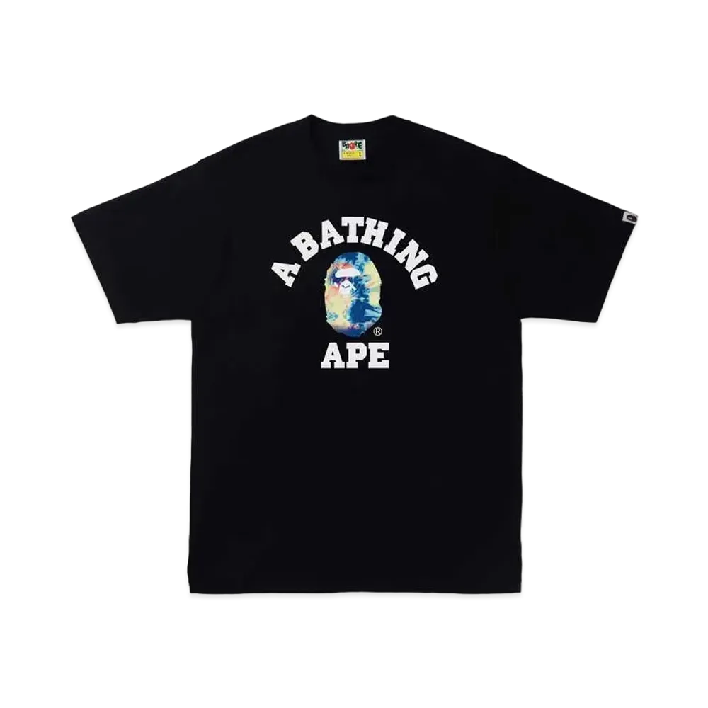 A BATHING APE TIE DYE COLLEGE TEE "Black Multi"